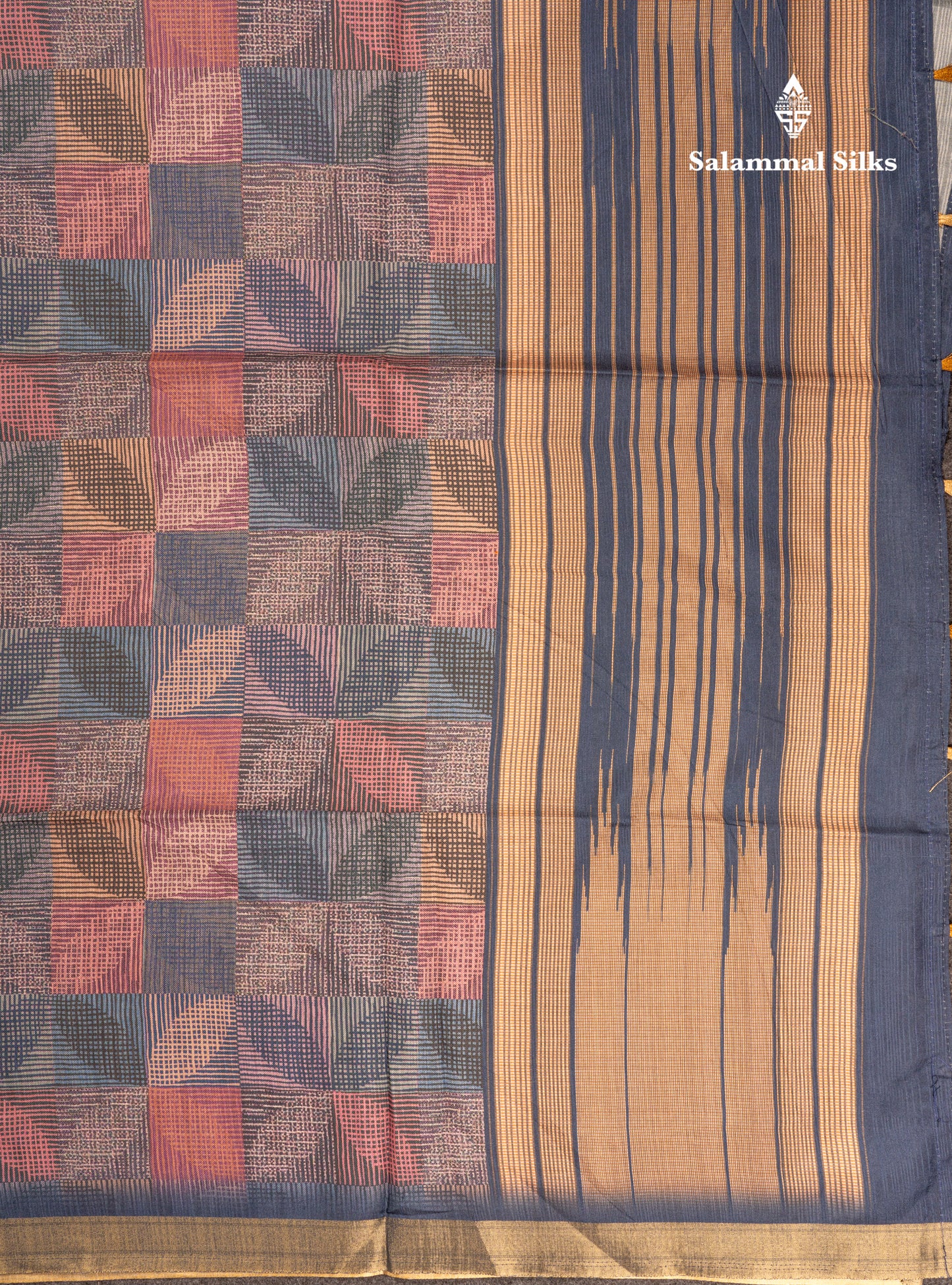 Brown Semi Tussar Fancy Saree With Gold Border