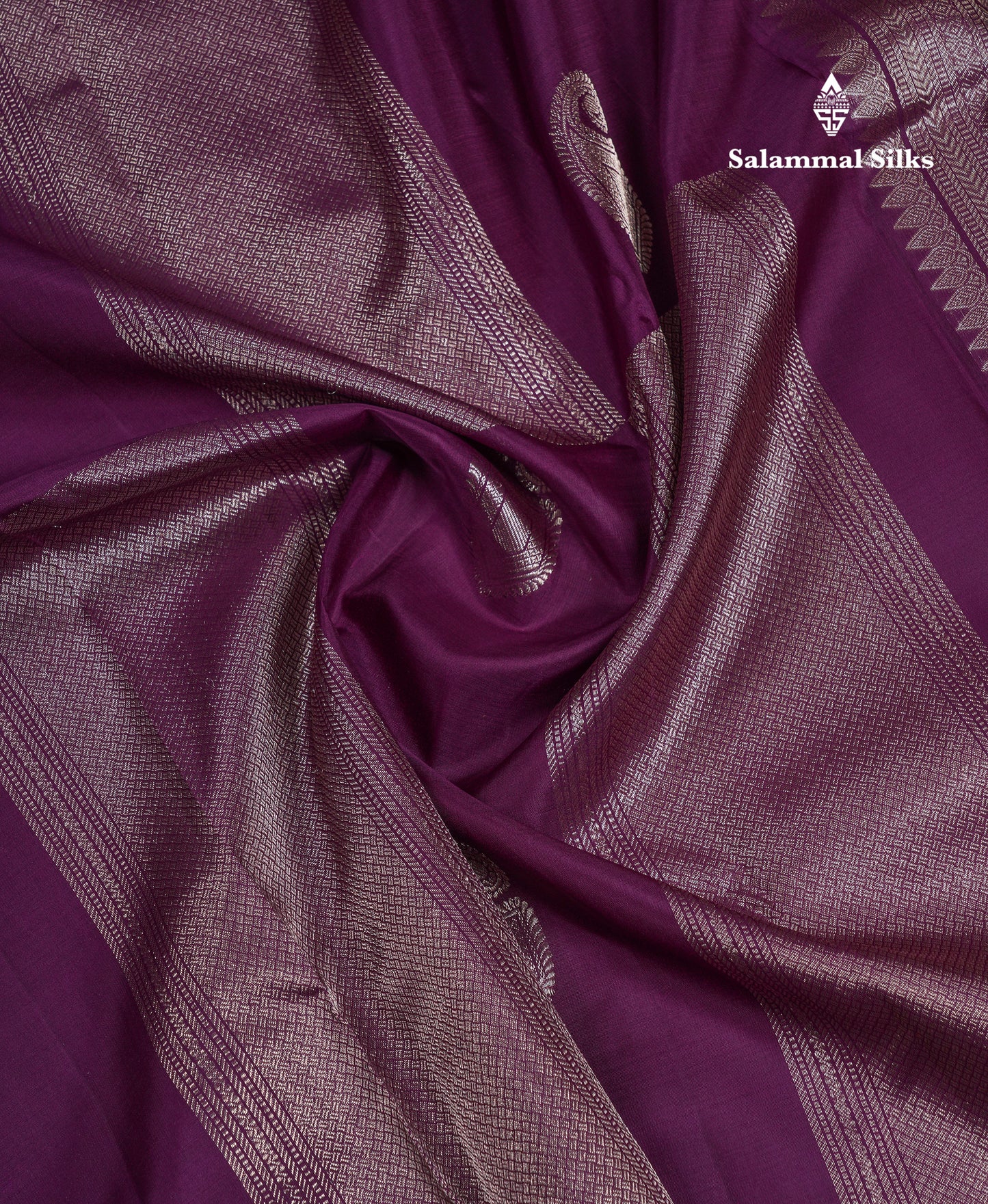 Beautiful Dark Purple Fancy Pure Kanjivaram Silk Saree With Contrast Bottle Green Blouse