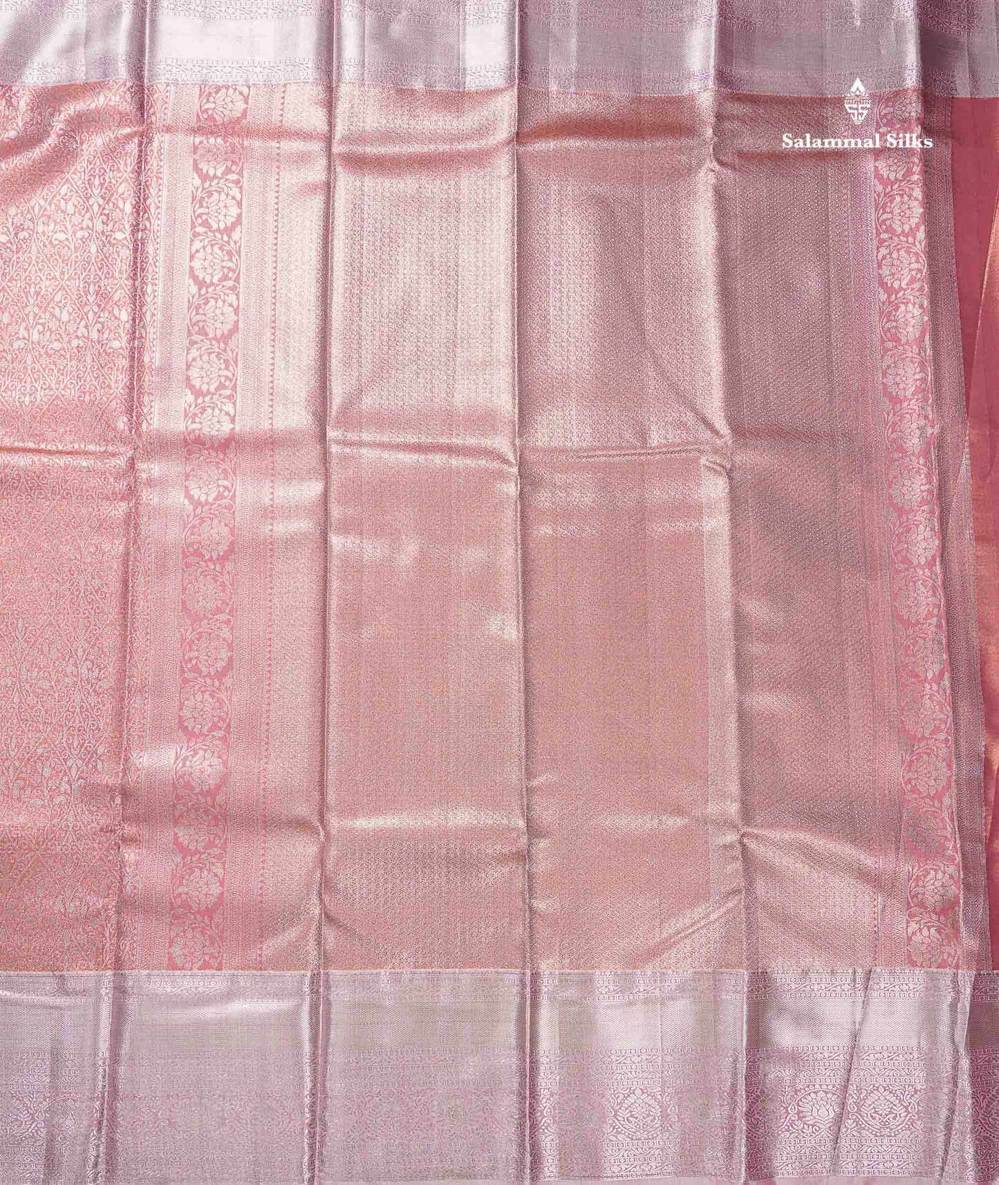 Beautiful Onion Pink Tissue Bridal Semi Silk Saree With Contrast Light Pink Traditional Border