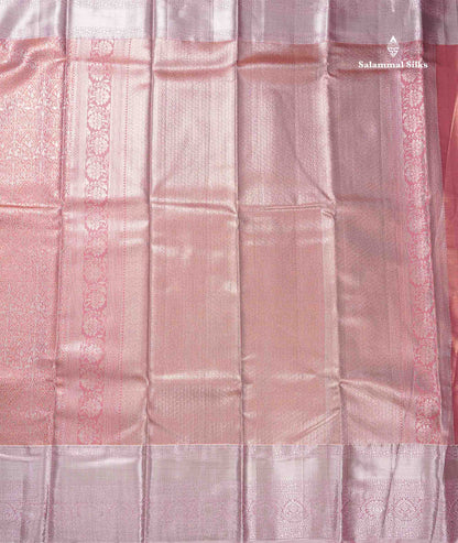 Beautiful Onion Pink Tissue Bridal Semi Silk Saree With Contrast Light Pink Traditional Border