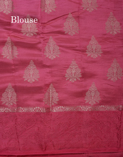 Beautiful Blue Semi Raw Silk Saree With Fancy Border