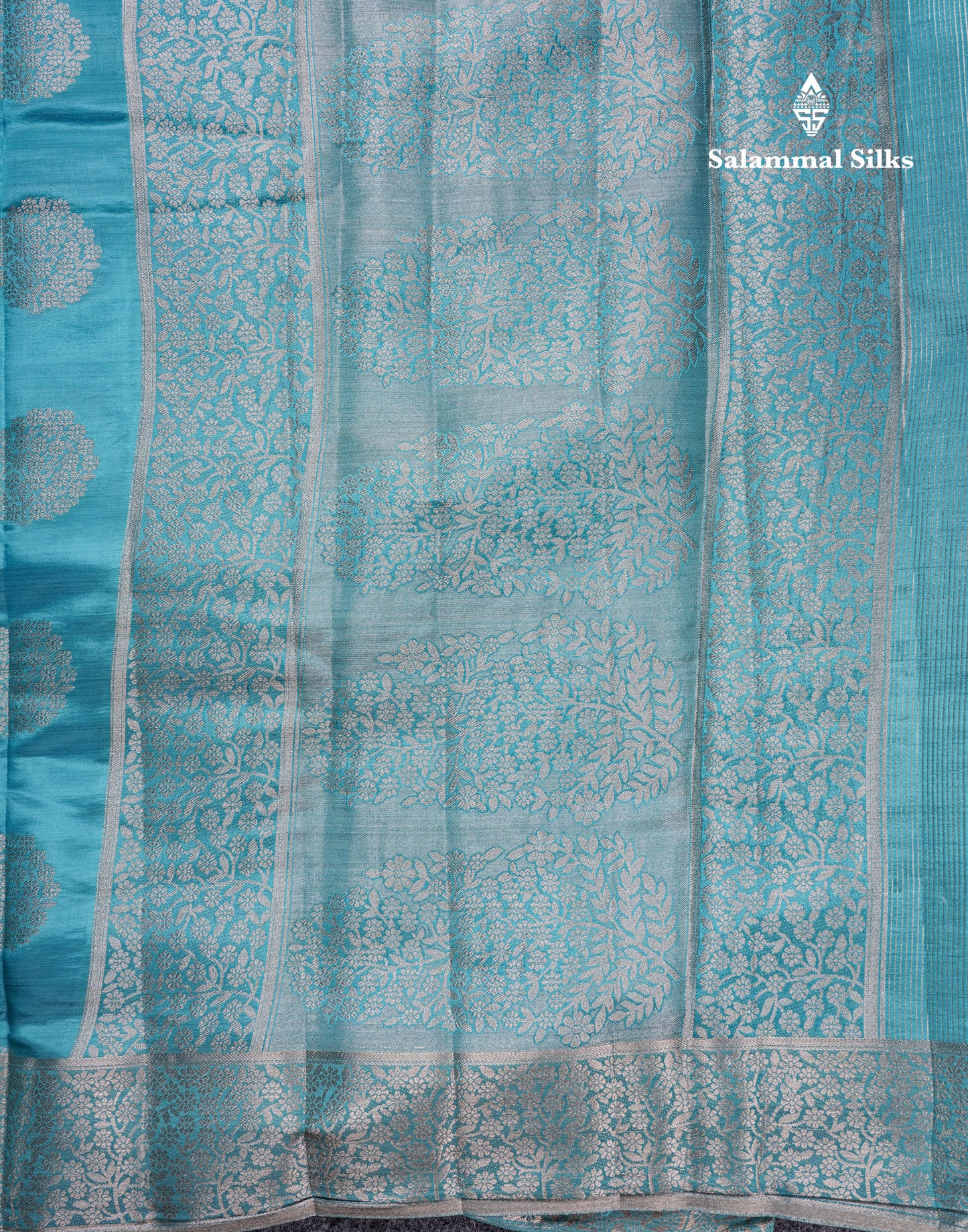 Beautiful Sky Blue Semi Raw Silk Saree With Fancy Border