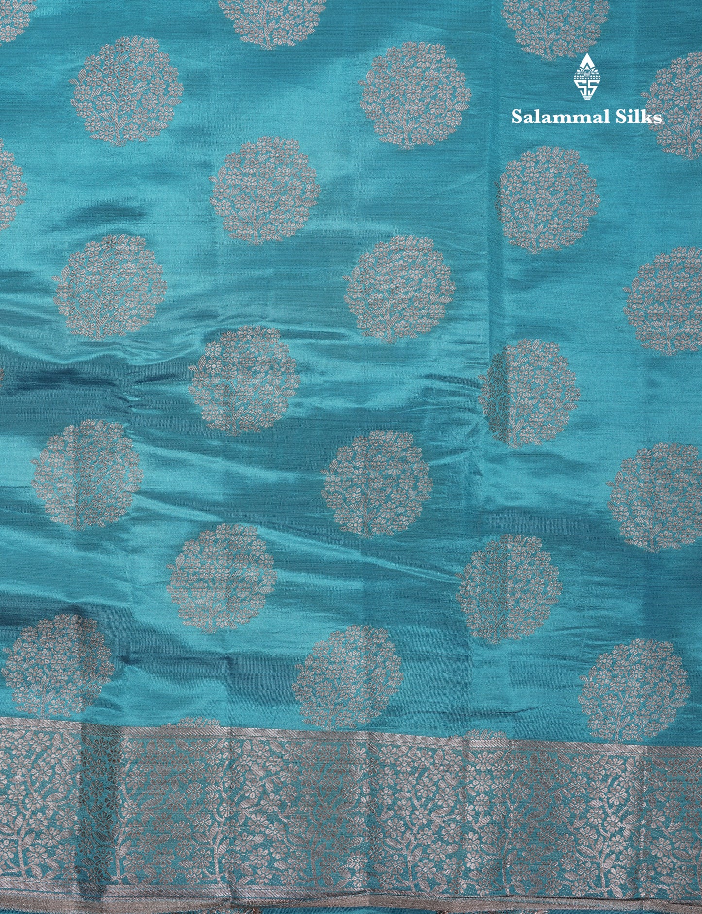 Beautiful Sky Blue Semi Raw Silk Saree With Fancy Border