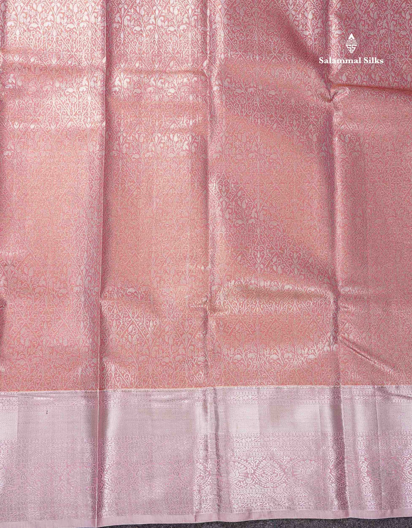 Beautiful Onion Pink Tissue Bridal Semi Silk Saree With Contrast Light Pink Traditional Border