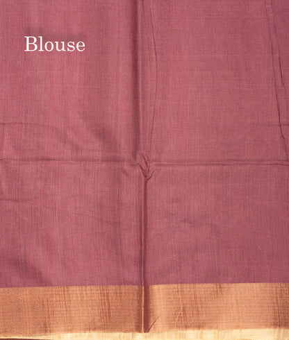 Brown Semi Tussar Fancy Saree With Gold Border