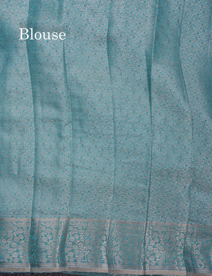 Beautiful Sky Blue Semi Raw Silk Saree With Fancy Border