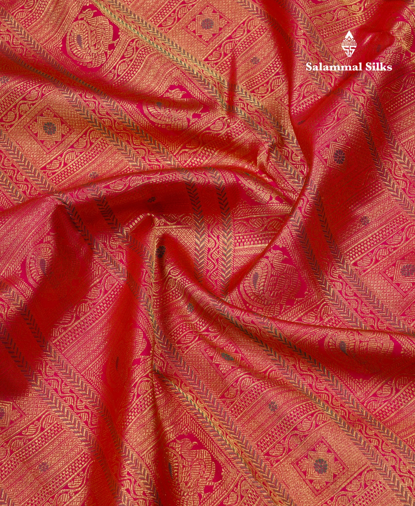 Dual Tone Pinkish Red Beautiful Menakari Work Bridal Pure Kanjivaram Silk Saree With Traditional Border