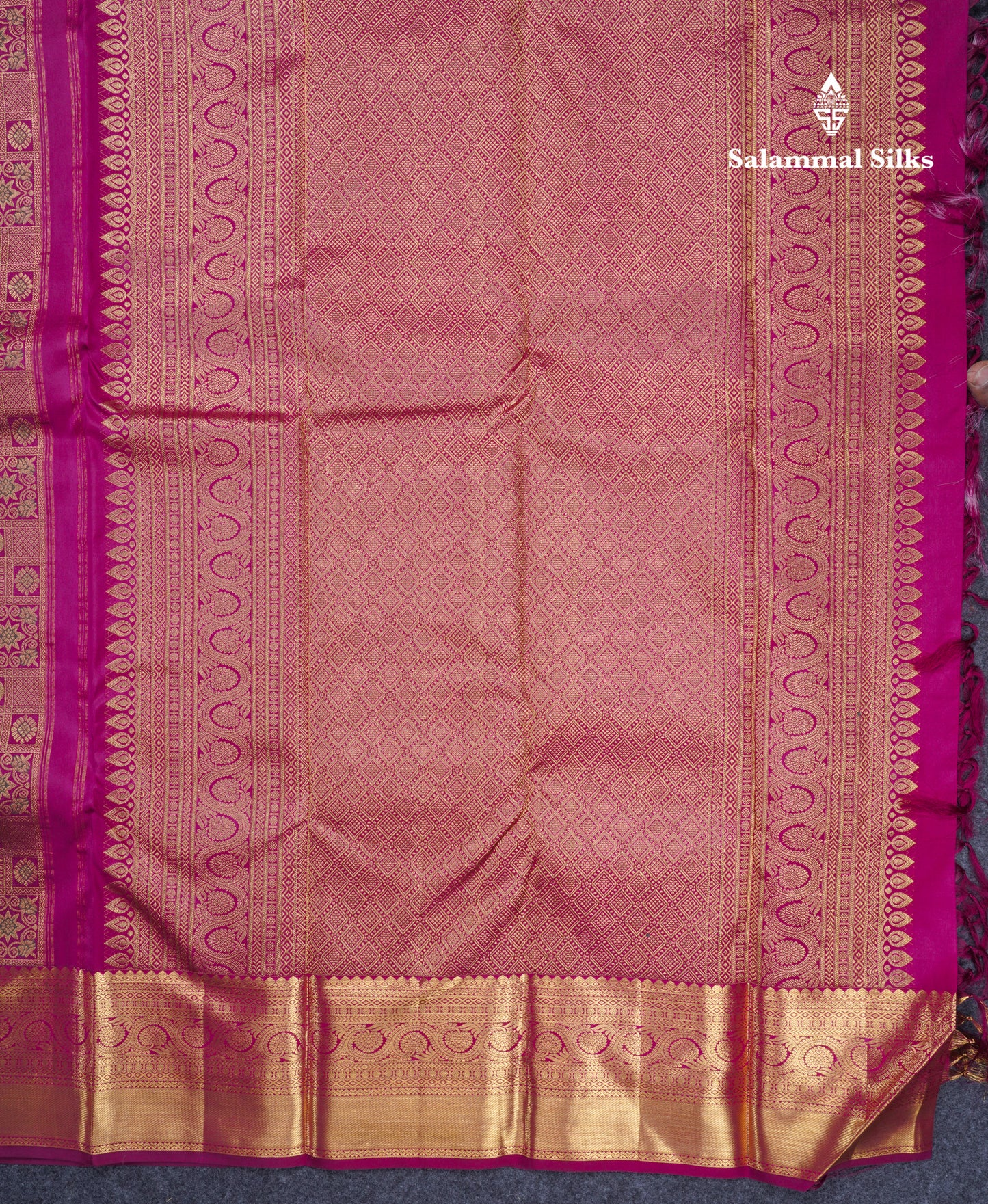 Magenta Beautiful Menakari Work Bridal Pure Kanjivaram Silk Saree With Traditional Border