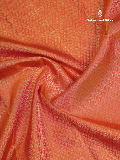 Beautiful Orange Bridal Pure Kanjivaram Silk Saree With Traditional Menakari Work Turning Border