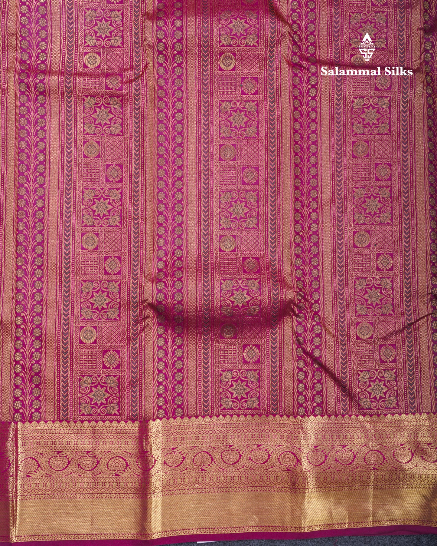 Magenta Beautiful Menakari Work Bridal Pure Kanjivaram Silk Saree With Traditional Border