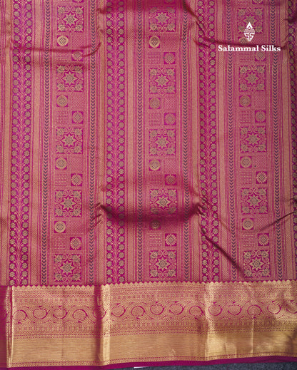Magenta Beautiful Menakari Work Bridal Pure Kanjivaram Silk Saree With Traditional Border