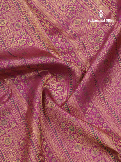 Magenta Beautiful Menakari Work Bridal Pure Kanjivaram Silk Saree With Traditional Border