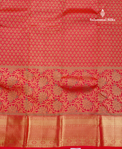 Dual Tone Reddish Pink Beautiful Menakari Work Bridal Pure Kanjivaram Silk Saree With Traditional Border