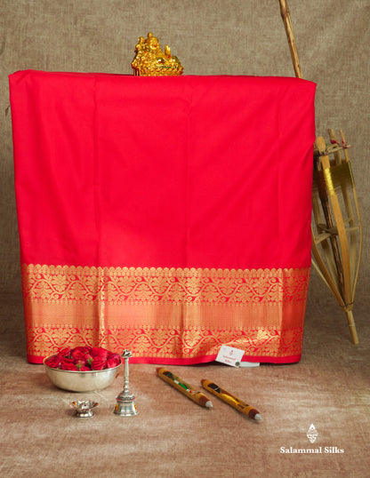 Semi Silk Pattu Pavadai ( Half White ) With Chilly Red Blouse 36"