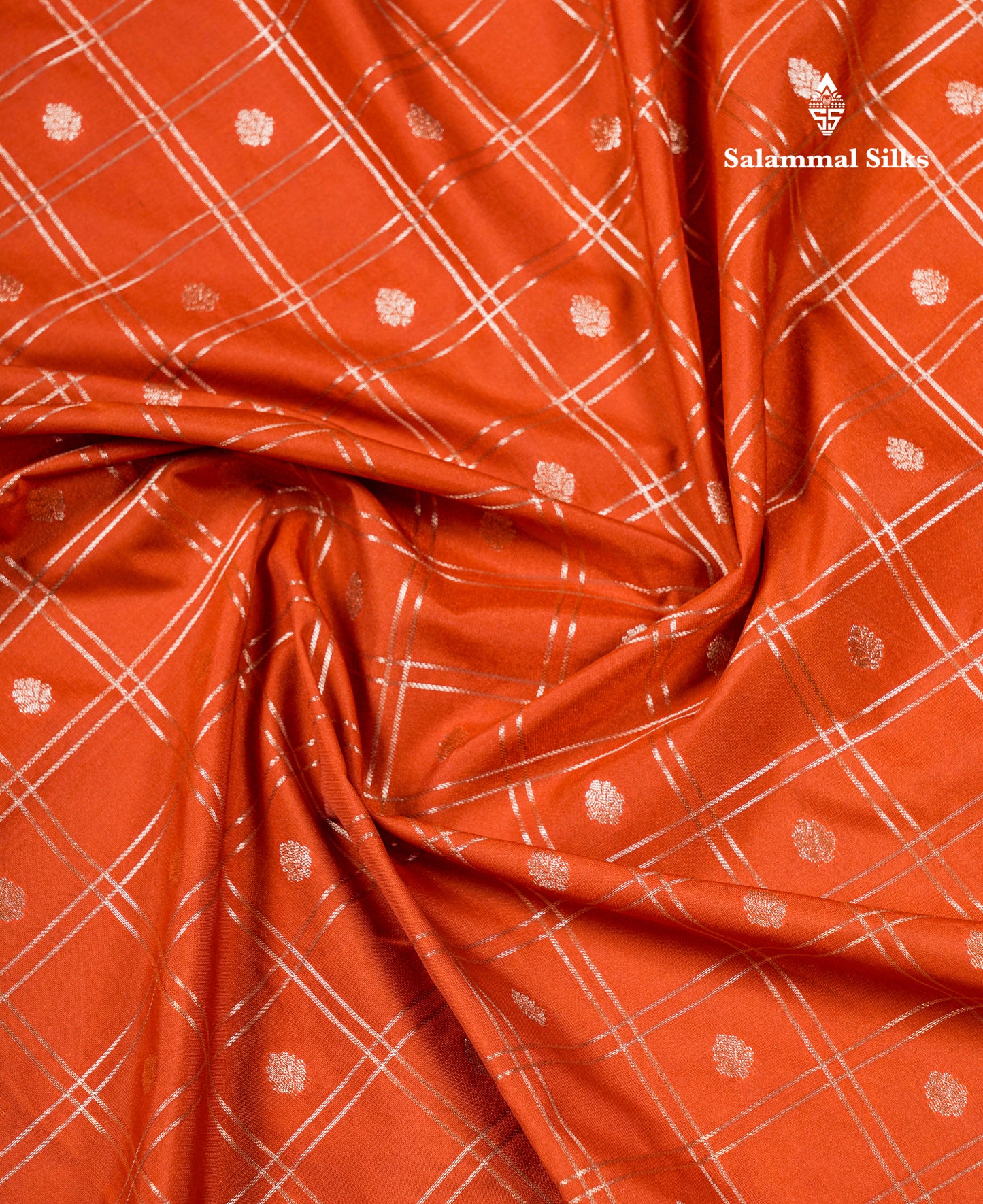 Beautiful Rust Orange Semi Silk Saree With Contrast Dark Brown Traditional Medium Border