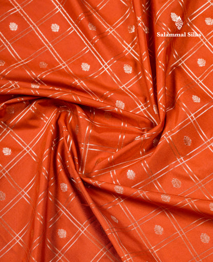 Beautiful Rust Orange Semi Silk Saree With Contrast Dark Brown Traditional Medium Border