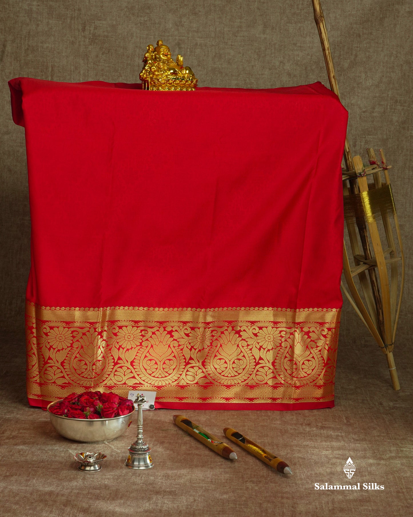 Semi Silk Pattu Pavadai ( Violet ) With Red Blouse 36"