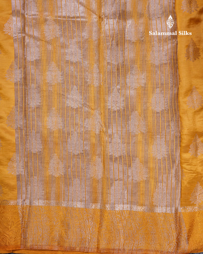 Beautiful Blue Semi Raw Silk Saree With Fancy Border
