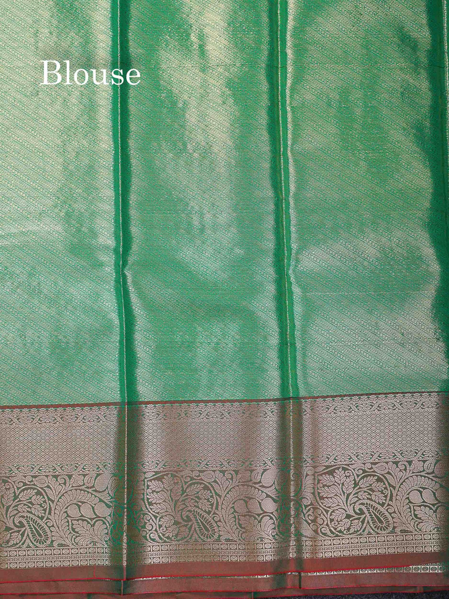 Beautiful Light Green Tissue Bridal Semi Silk Saree With Contrast Dual Tone Maroon Traditional Border