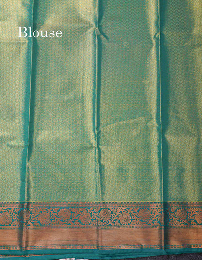 Beautiful Light Green Tissue Bridal Semi Silk Saree With Peacock Green Traditional Border