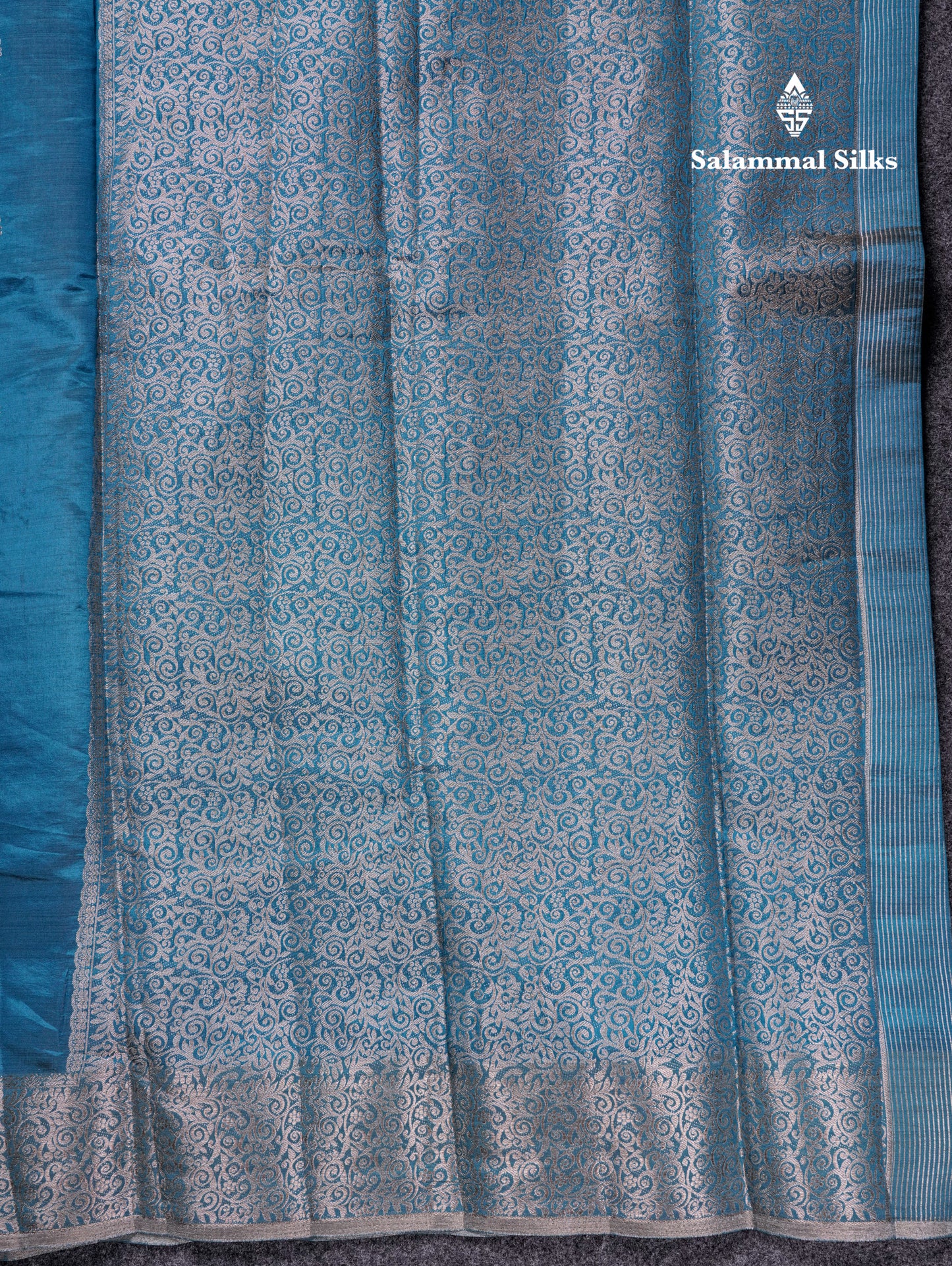 Beautiful Blue Semi Raw Silk Saree With Fancy Border