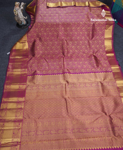 Magenta Beautiful Bridal Pure Kanjivaram Silk Saree With Traditional Evening Morning Border