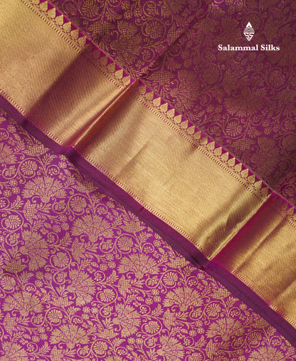 Magenta Beautiful Bridal Pure Kanjivaram Silk Saree With Traditional Evening Morning Border