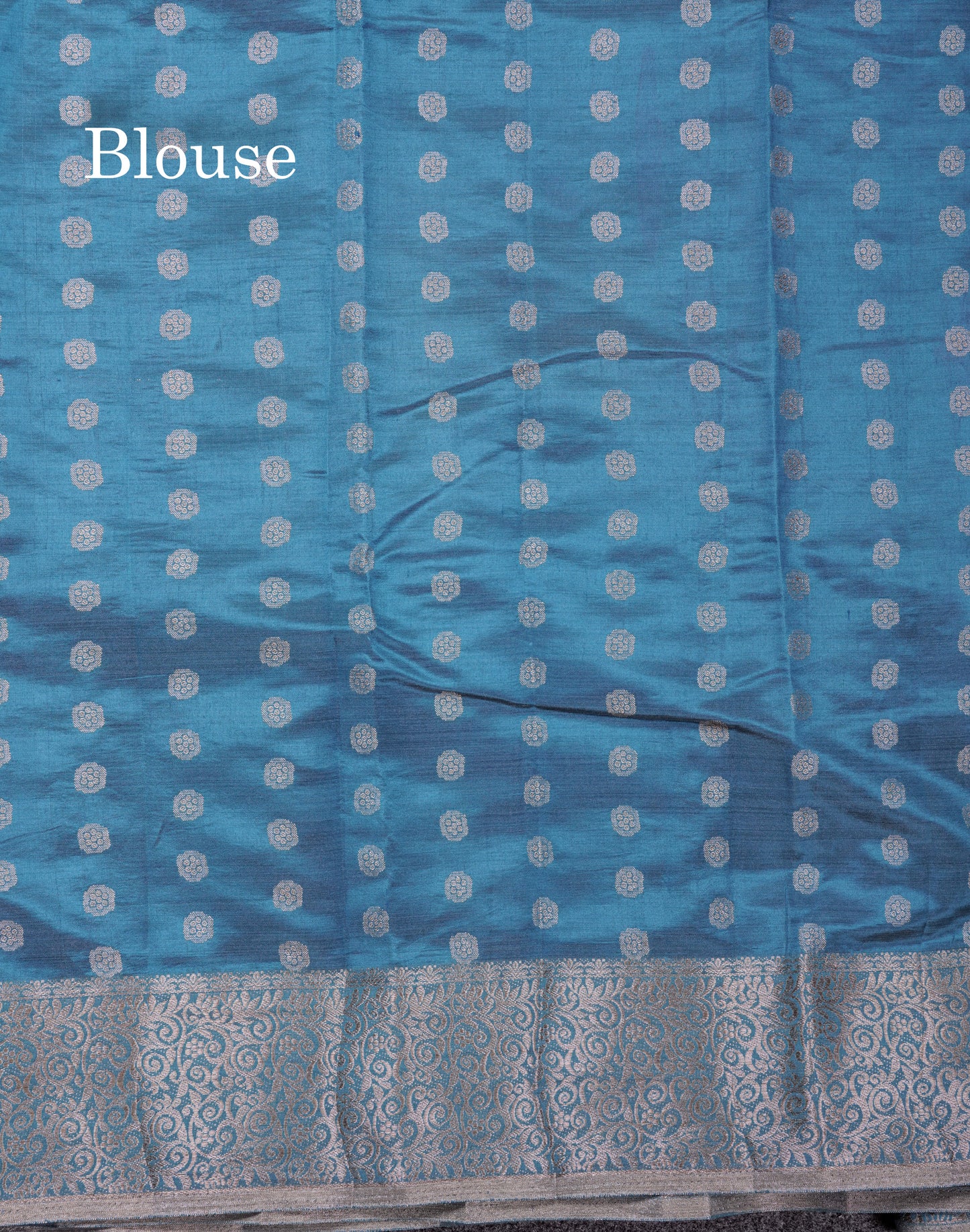 Beautiful Blue Semi Raw Silk Saree With Fancy Border