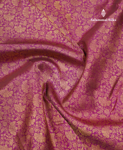 Magenta Beautiful Bridal Pure Kanjivaram Silk Saree With Traditional Evening Morning Border