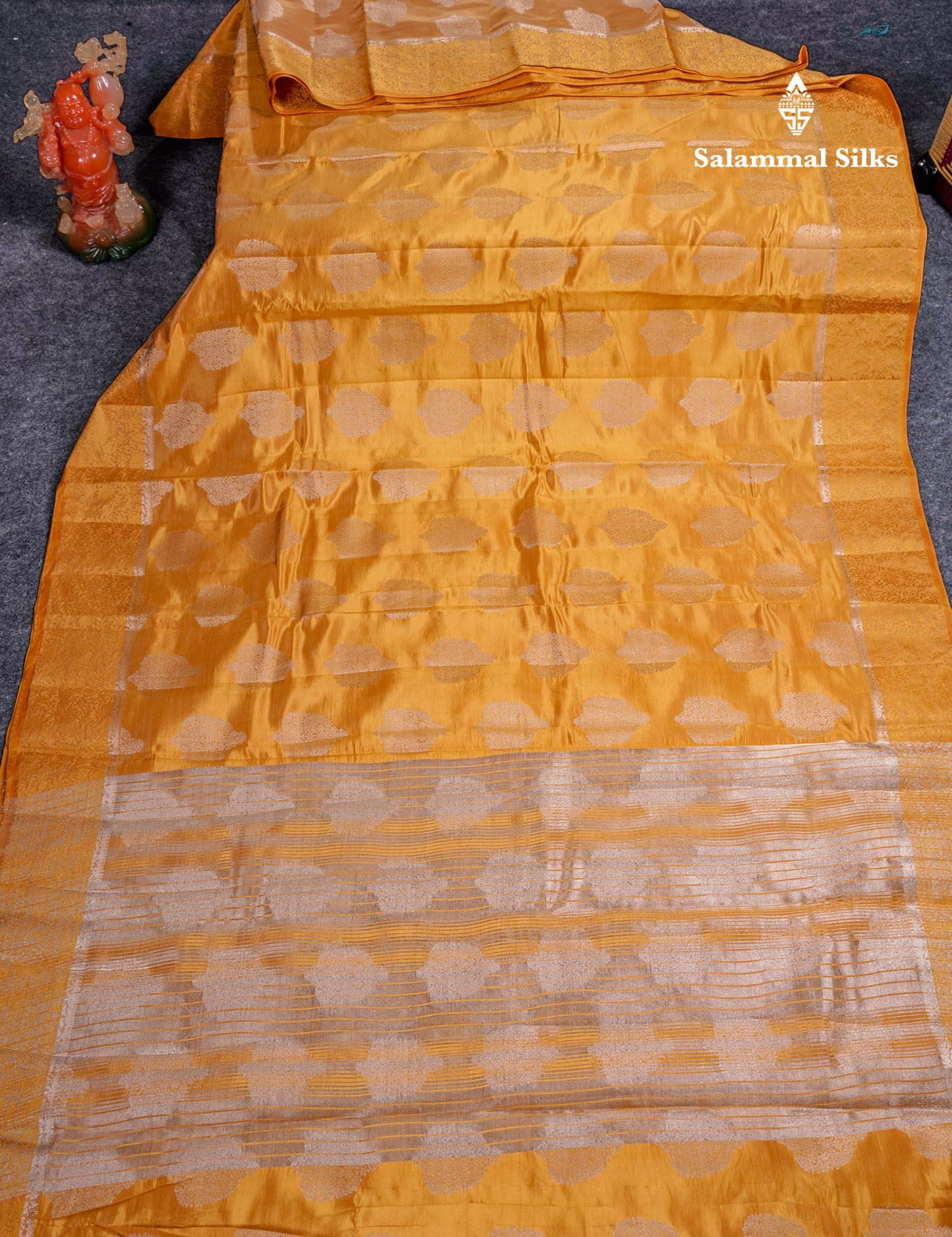 Beautiful Green Semi Raw Silk Saree With Fancy Border