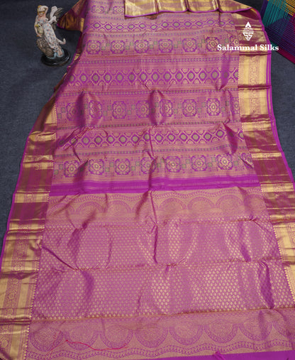 Purple Beautiful Menakari Work Bridal Pure Kanjivaram Silk Saree With Traditional Border
