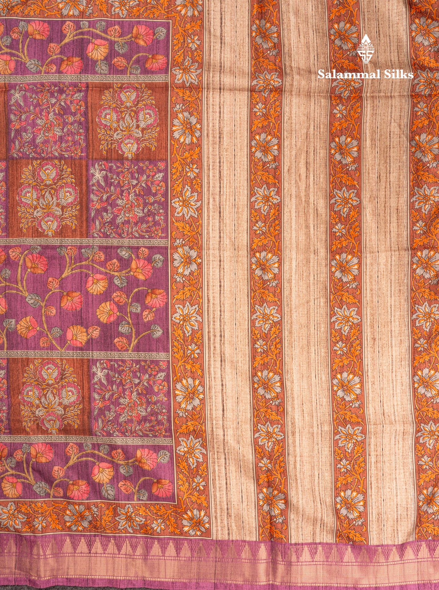 Mustard Yellow Semi Tussar Fancy Saree With Contrast Pink Shade Border
