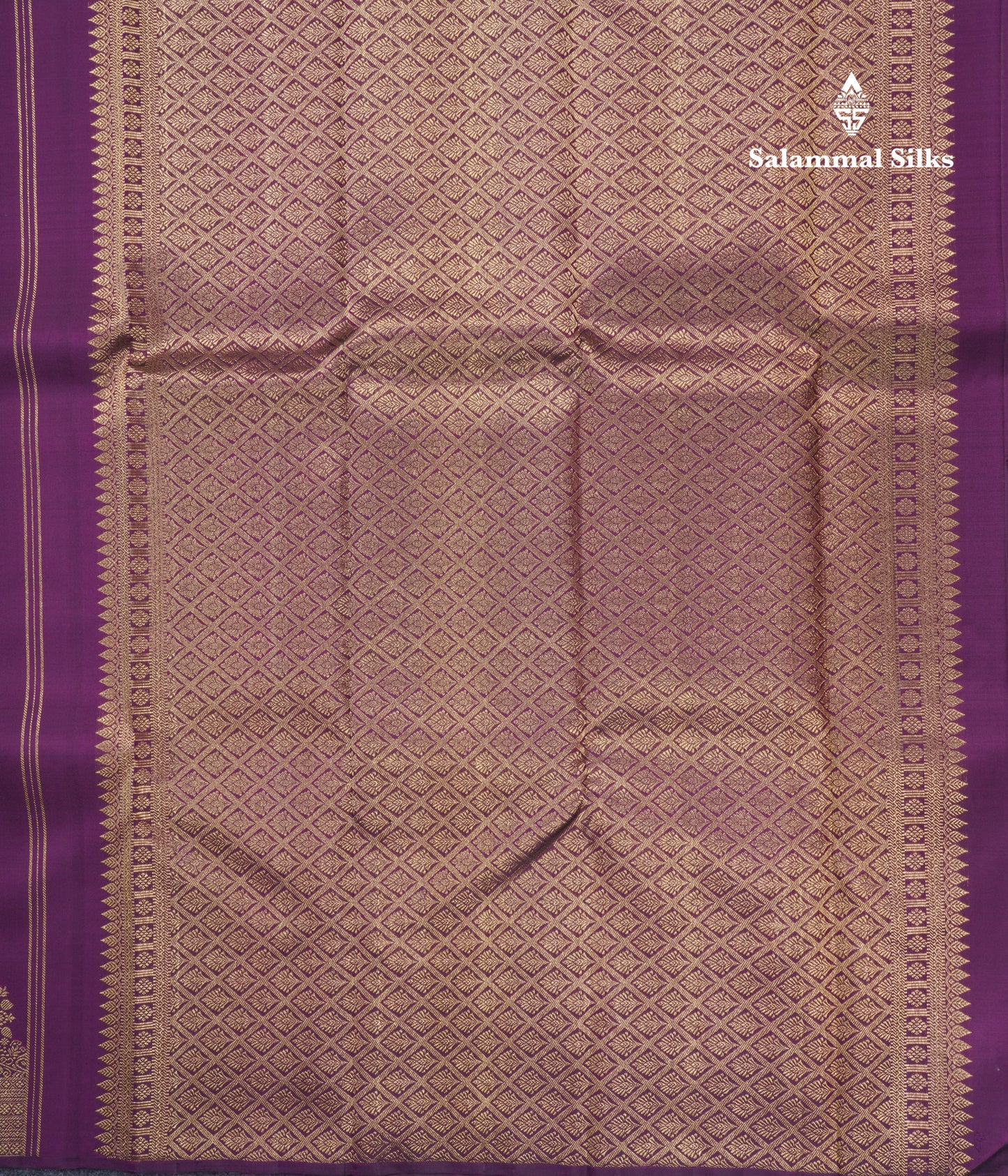 Dark Purple Pure Kanjivaram Silk Saree With Traditional Turning Border
