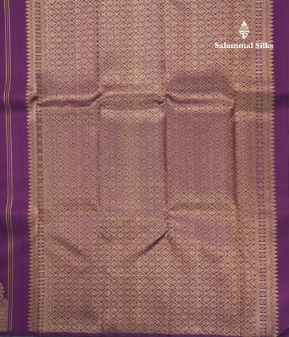Dark Purple Pure Kanjivaram Silk Saree With Traditional Turning Border