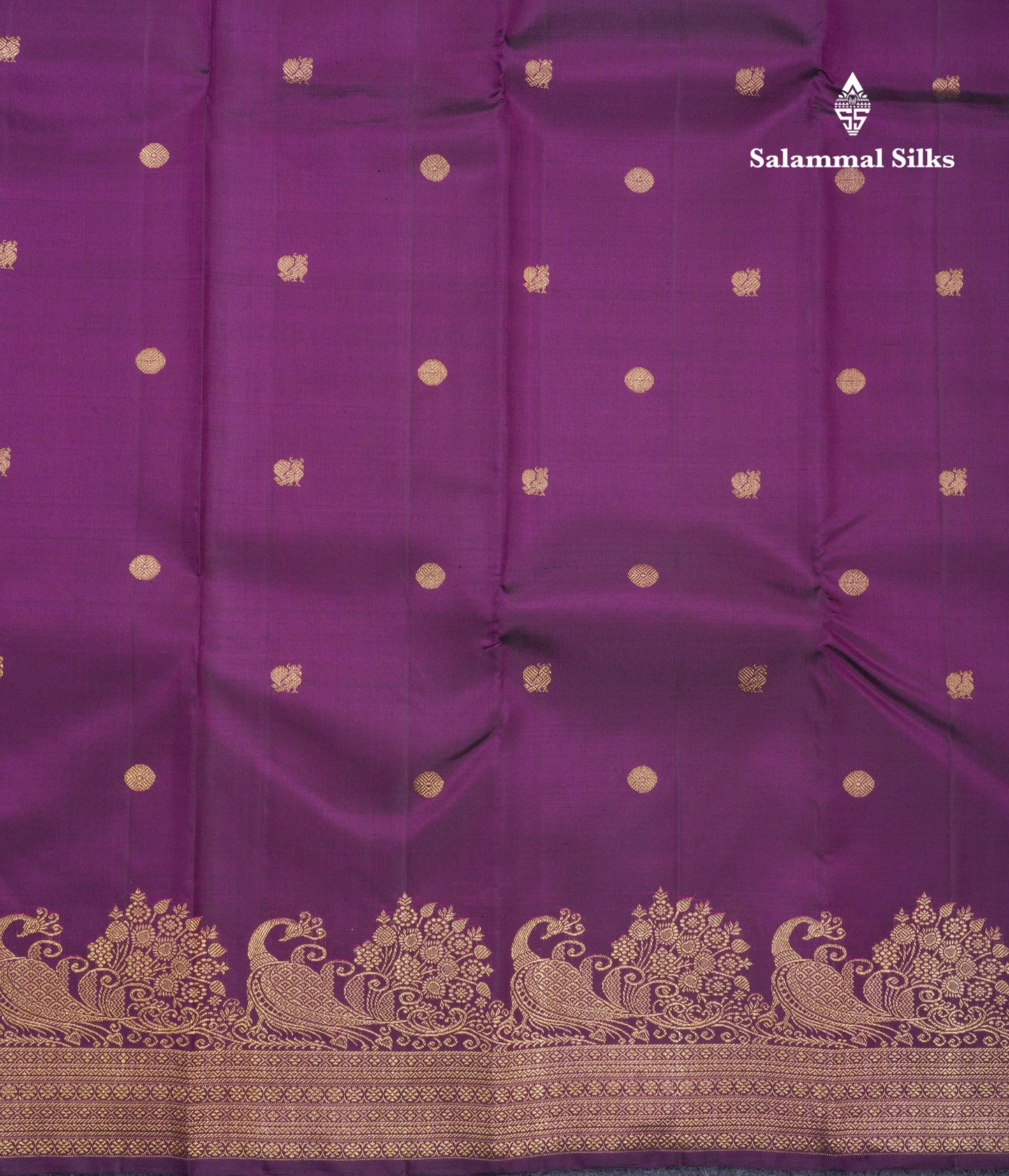 Dark Purple Pure Kanjivaram Silk Saree With Traditional Turning Border