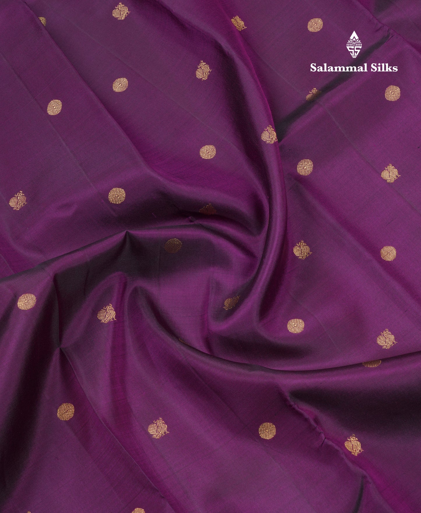 Dark Purple Pure Kanjivaram Silk Saree With Traditional Turning Border