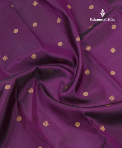 Dark Purple Pure Kanjivaram Silk Saree With Traditional Turning Border