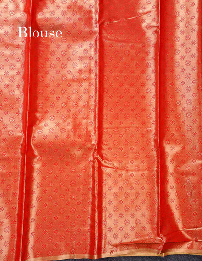 Beautiful Light Rexona Tissue Bridal Semi Silk Saree With Contrast Tomato Red Fancy Floral Evening Morning Border