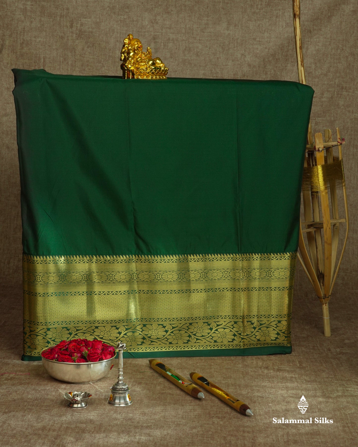 Semi Silk Pattu Pavadai (Red) With Green Blouse 45 "