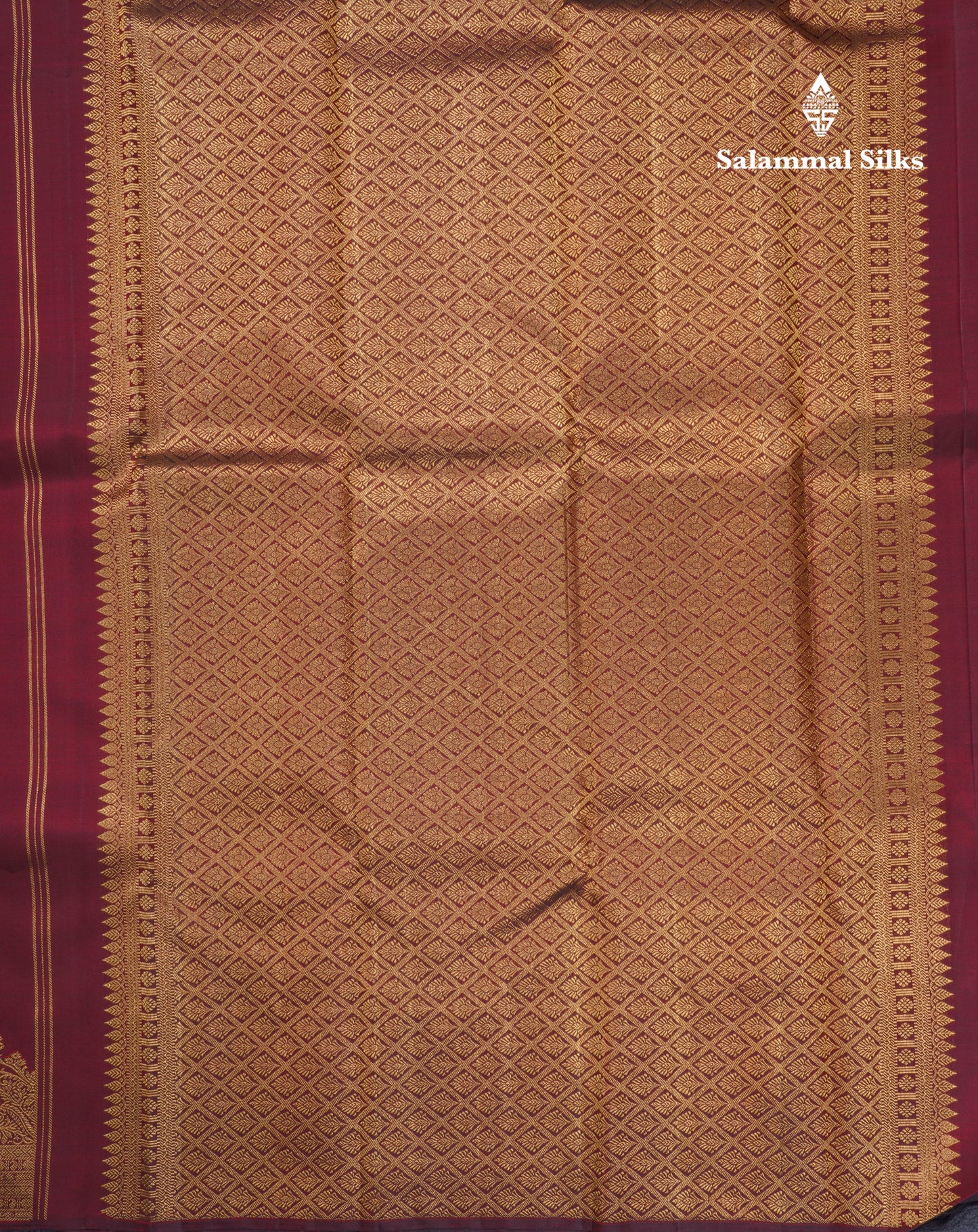 Dark Maroon Pure Kanjivaram Silk Saree With Traditional Turning Border