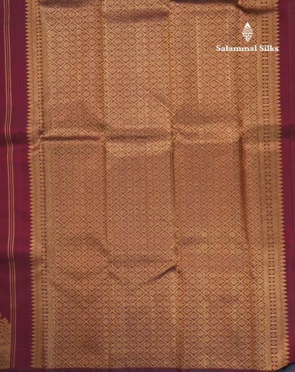 Dark Maroon Pure Kanjivaram Silk Saree With Traditional Turning Border