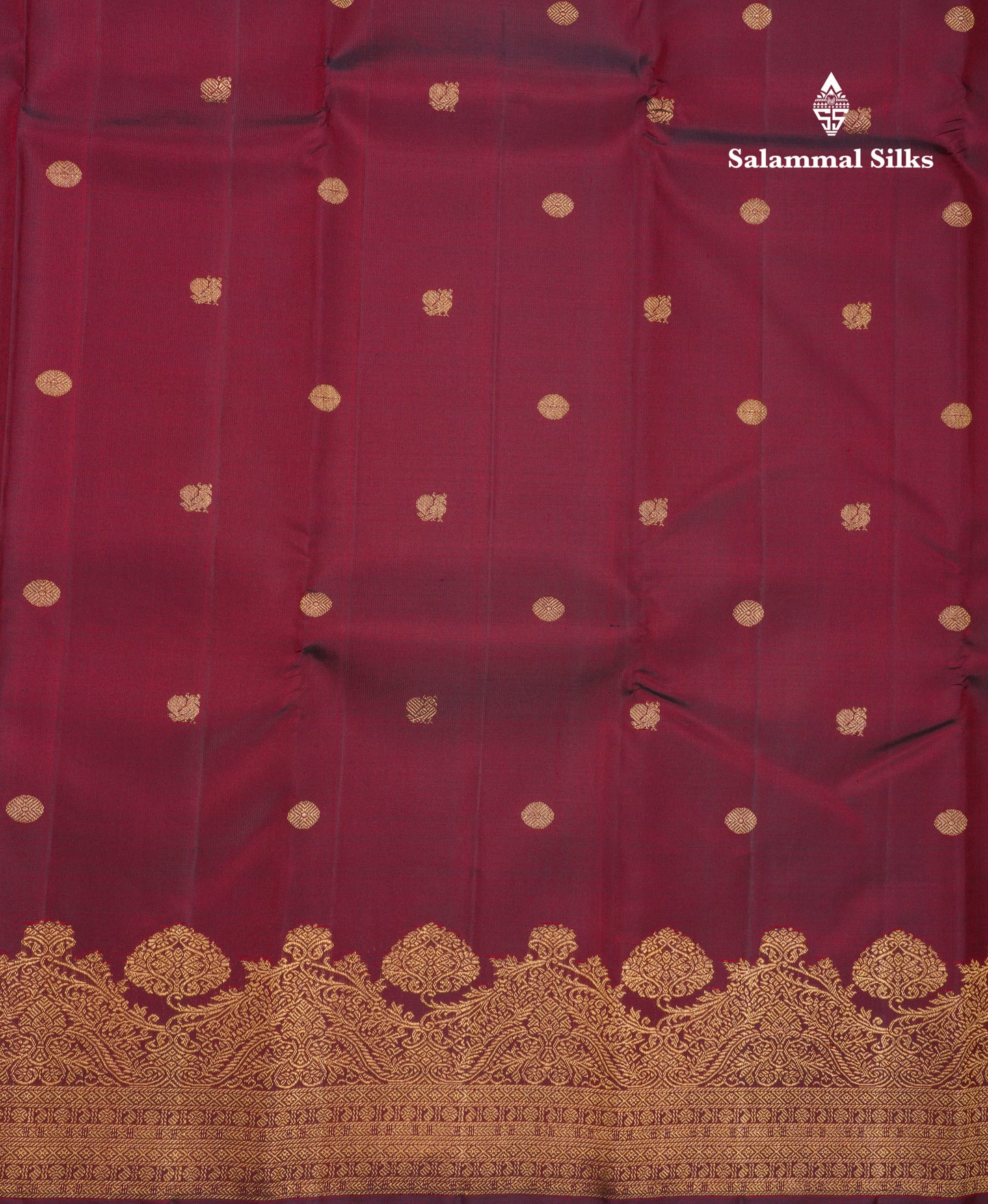 Dark Maroon Pure Kanjivaram Silk Saree With Traditional Turning Border