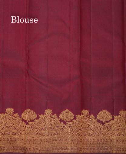 Dark Maroon Pure Kanjivaram Silk Saree With Traditional Turning Border