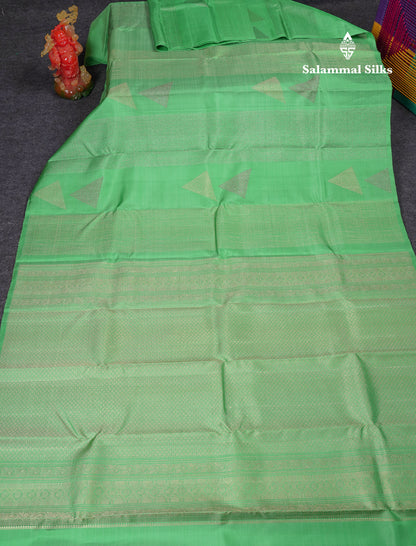 Beautiful Light Pista Green Fancy Pure Kanjivaram Silk Saree With Blouse