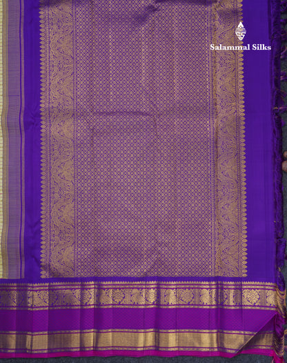 Beautiful Parrot Green Vintage Veldhari Pure Kanjivaram Silk Saree With Reddish Pink Traditional Rettapet Border