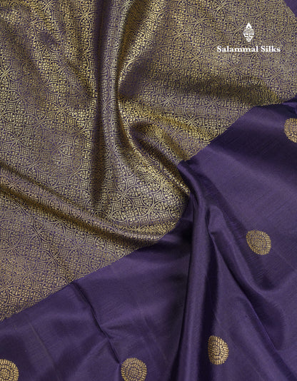 Beautiful Navy Blue Fancy Pure Kanjivaram Silk Saree With Contrast Rexona Blouse