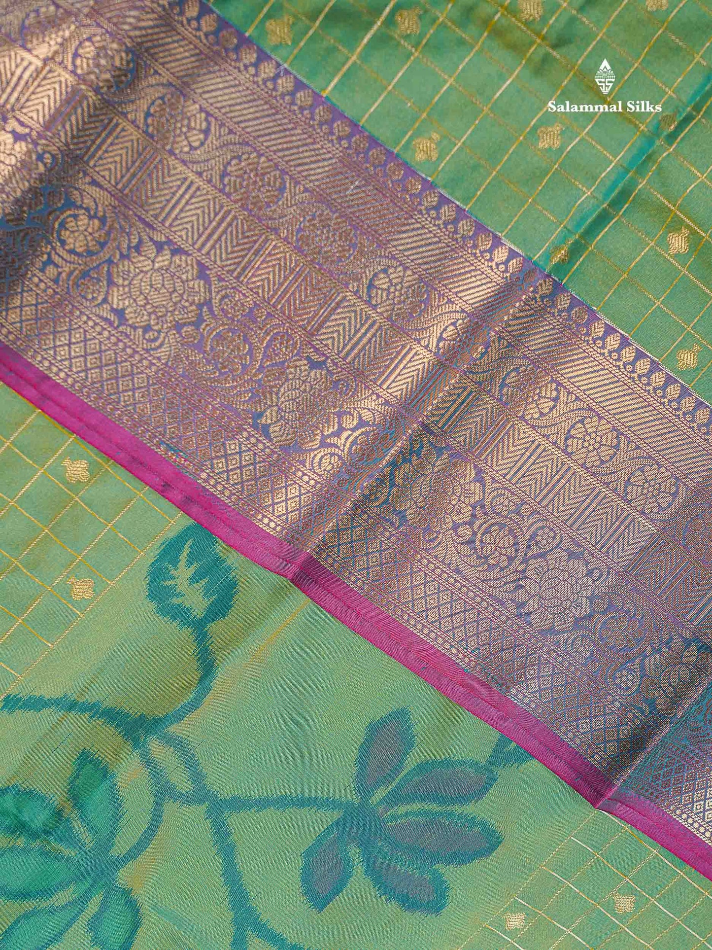 Beautiful Dual Tone Pink Pochampalli Design Semi Silk Saree With Contrast Magenta Pink Traditional Border