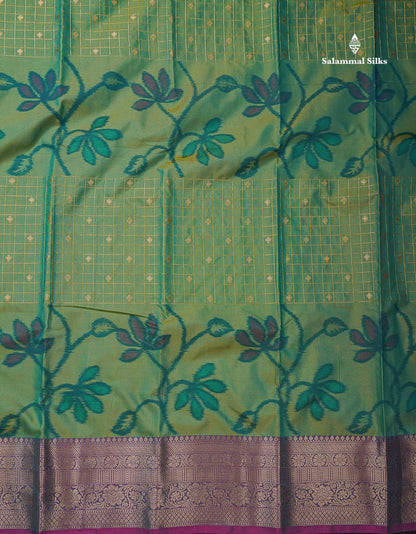 Beautiful Dual Tone Pink Pochampalli Design Semi Silk Saree With Contrast Magenta Pink Traditional Border