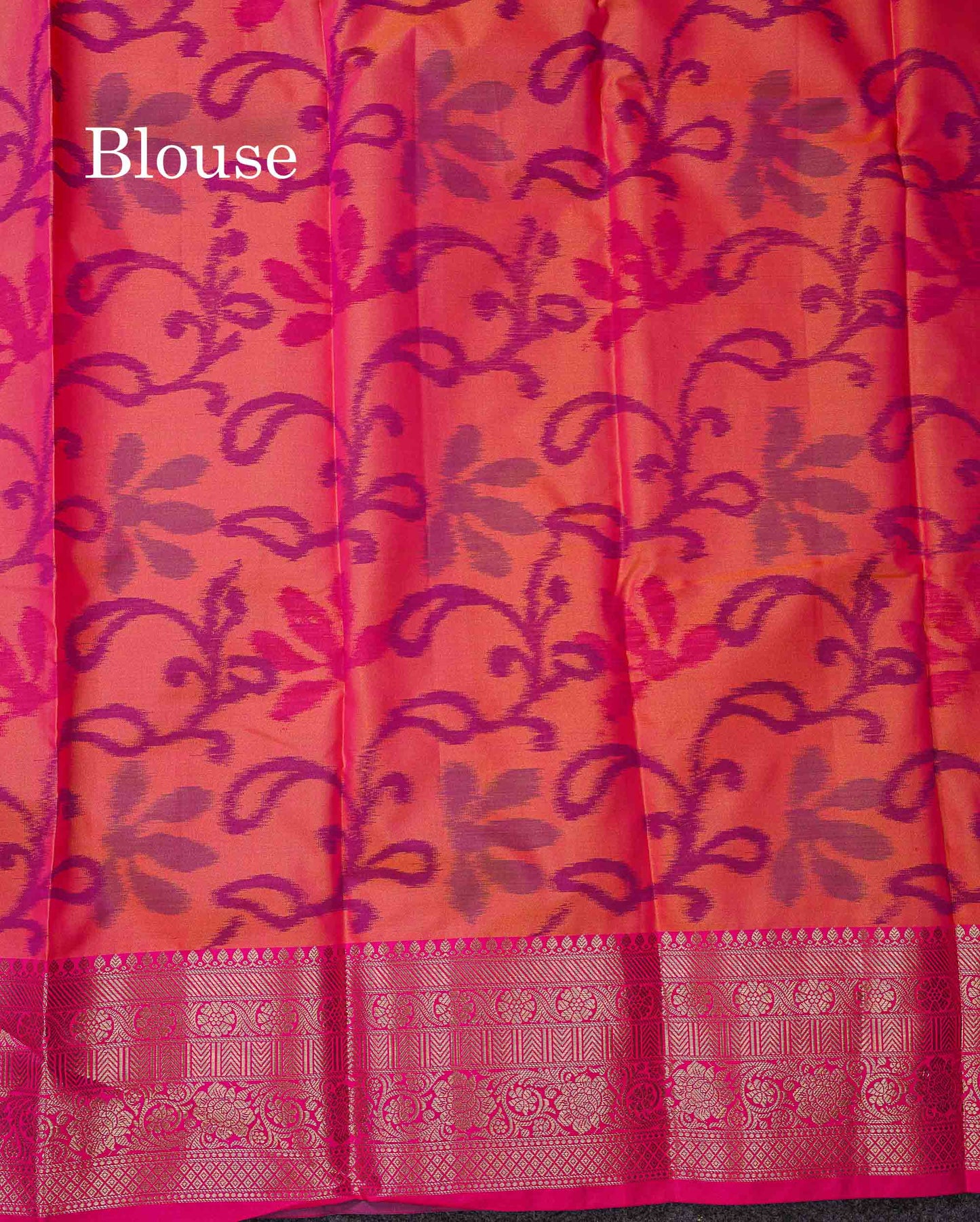Beautiful Dual Tone Pink Pochampalli Design Semi Silk Saree With Contrast Magenta Pink Traditional Border