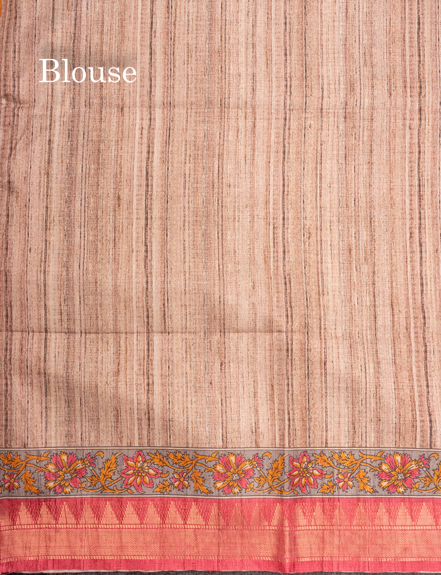 Mustard Yellow Semi Tussar Fancy Saree With Contrast Pink Shade Border